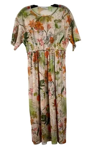 Zara Printed Floral Sheer Polyester Printed Tulle High-Waisted Dress Small thumbnail 1