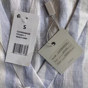 Cupio Babydoll Dress Linen Blend Blue White Stripe Medium Coastal Cottagecore thumbnail 6