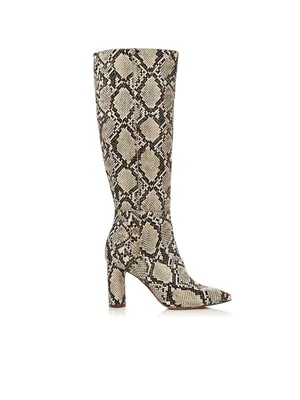 Aqua Womens Maria Leather Block Heel Knee-High Boots‎ Beige 8.0 thumbnail 6