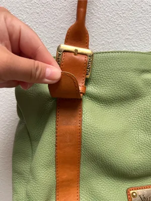 Valentina Italia Pistachio Green Pebbled Leather Handbag thumbnail 3
