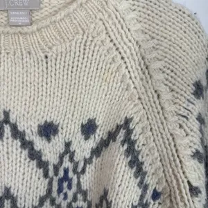 Vtg 90s J. Crew 100% Wool Fair‎ Isle Knit Sweater sz medium classic vintage READ thumbnail 3