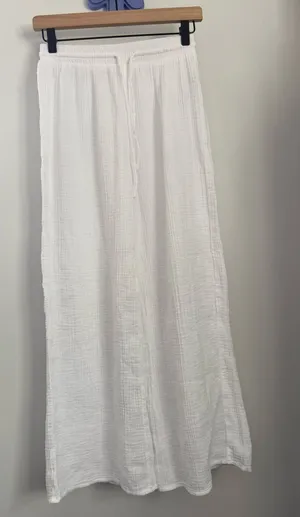 Abercrombie & Fitch XS Short White Cotton Gauze Pants Wide Leg Beach Resort thumbnail 1