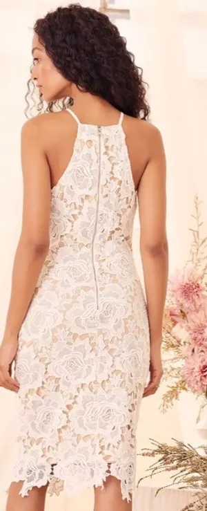 LULU's Elegant Bridal Shower Reception Engagement Romantic Floral Sexy Midi thumbnail 1