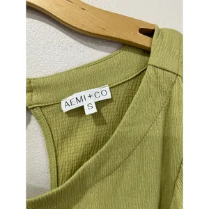 Aemi + Co Olive Green Frill Long‎ Sleeve Romper Relaxed Fit Pockets Size S thumbnail 6