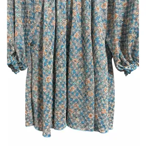 Free People Astra Peasant Top Blue Daisy Floral‎ Print Women's Size Medium thumbnail 6