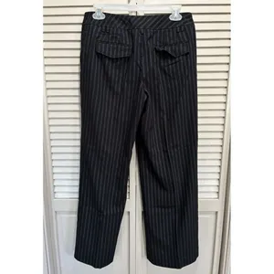 Loft By Ann Taylor Black/Blue Striped Dress Pants‎ Mid Rise Zip Size 30x29 thumbnail 2