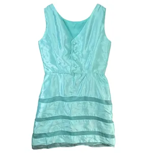Taylor Dress Womens 10 Aqua Blue Satin Sleeveless Sheer V Back Party‎ Classic thumbnail 6