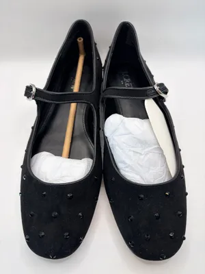J.Crew Black Studded Mary Jane Ballet Flats Rhinestone Goth Coquette Punk Chic Size 8 thumbnail 4