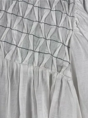 By Anthropologie Long-Sleeve Airy Babydoll Blouse white black size large thumbnail 4