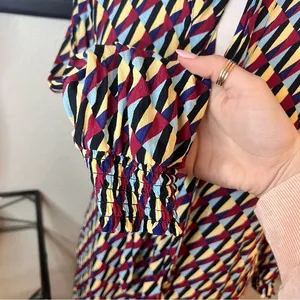 ZARA Geometric Print Midi Dress Multicolored Size Medium‎ thumbnail 8