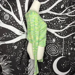 American Eagle Outfitters Lime Green Multi-Stripe Long Sleeve Knit Tank/Cardigan thumbnail 2