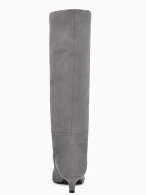 Nine West Gray Willa Kitten Heel Boots Suede Pointed-Toe Knee Boots Size 8 NEW thumbnail 4