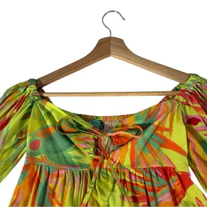 Farm Rio Tropical Print Puff Sleave Mini Dress XS Resort Vacation Sundress thumbnail 8
