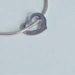 Elegant‎ Sterling Silver 925 Heart Necklace and Charm thumbnail 4