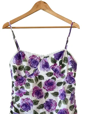 ANTHROPOLOGIE Maeve Purple Floral Printed Midi Dress Size L NEW thumbnail 6