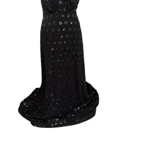 Milly NWT Black Sequin Halter Open Back Formal Gown Dress Size 6 thumbnail 4