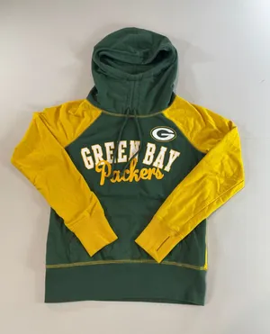 NFL Team Apparel Lightweight Hooded Long Sleeve Top Green Yellow Womens Size M thumbnail 1