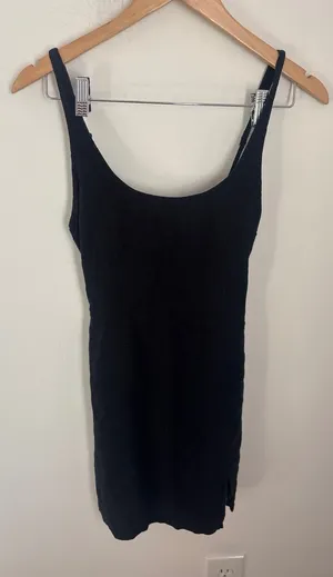Abercrombie & Fitch Black Linen‎ Blend Mini Dress Tie Back Scoop Neck XS thumbnail 1