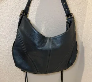 Botkier TRIGGER Mermaid Blue Moto Leather Hobo Shoulder Bag Studded Fringe thumbnail 12