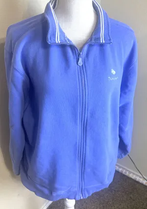 Womens Cuffys Of Cape Cod Full Zip Jacket‎ Periwinkle Blue Newport resortwear L thumbnail 1