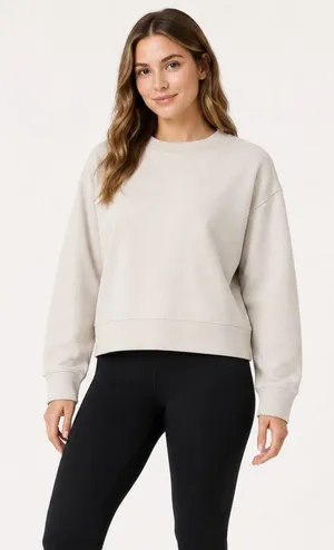 Athleta Seasoft Crewneck Sweatshirt Cream S thumbnail 1