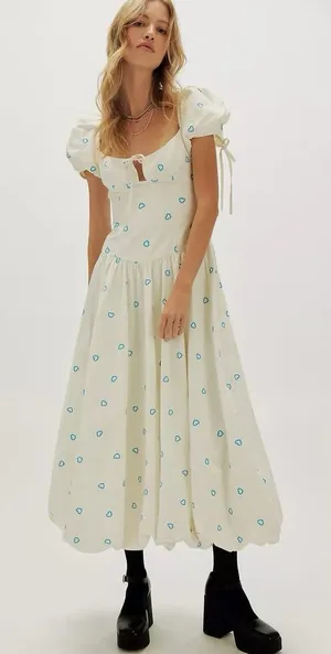 Free People Bali Sprinkled Heart Maxi Dress in Tofu Combo 12 thumbnail 1