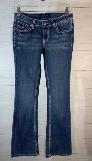 Earl Jean blue embellished bootcut low rise size 5 womens thumbnail 1