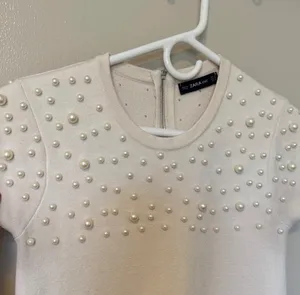 Zara Cream Sweater Dress with Pearl Details thumbnail 4