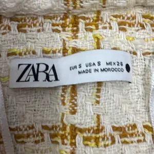 Zara Women Cream Yellow‎ Plaid Tweed Double Breasted Dress Gold Buttons Small thumbnail 3