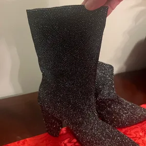 Shoe Dazzle black shiny ankle booties thumbnail 2
