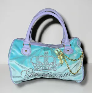 Vintage Juicy Couture light blue and lilac velour satchel bag thumbnail 1