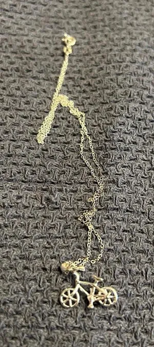 Woman sterling silver 925 necklace beautiful bicycle thumbnail 1