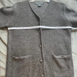 Vintage Herman Geist grey button-up wool cardigan sweater front pockets sz small thumbnail 6