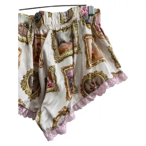 Sugar Thrillz Satin Print Lounge Shorts Coquette Lace Trim‎ Y2K Size S Cute thumbnail 6