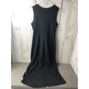 Wild Fable Womens S Black Ribbed Lace Up Front Maxi Dress Sleeveless Goth Emo thumbnail 2