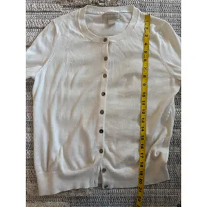Banana Republic Womens Silk Blend Cardigan Sweater Cream Petite‎ Medium PM thumbnail 6