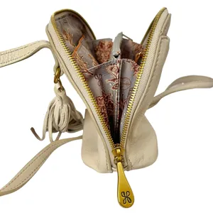 HOBO Nash Tassel Oyster White Leather Zip-Around Crossbody Bag thumbnail 9
