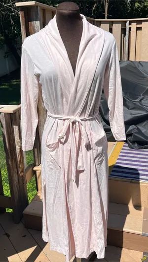 Skin Organic Coleen Pearl Pink 100% Pima Cotton Robe Size 0/XS Loungewear thumbnail 1