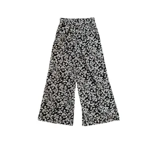 Lush Clothing Womens Wide Leg Pull On Casual‎ Pants Size Medium Black White Floral High Rise thumbnail 5