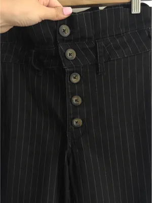 Free People Montella Pinstripe Crop Skinny Pants Black Button Fly size 4 thumbnail 14