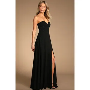Lulus Remember This Moment Black Rhinestone Strapless Maxi Dress Formal XS NWT thumbnail 3