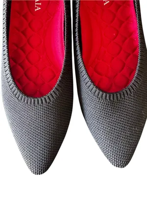 VIVAIA - Black Pointed Toe Knit Ballet Flats Red Sole Sz 35.5/5.5 thumbnail 4