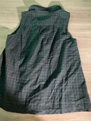 Sleeveless Ruffle Plaid Top in Dark Green thumbnail 3