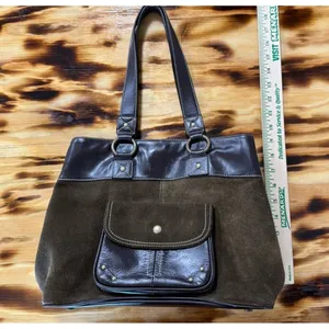 Vintage Eddie Bauer Brown Leather M Sized Satchel Purse Western City Classic‎ thumbnail 6