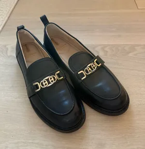 Sam Edelman Black Leather Loafers with Gold Hardware thumbnail 1