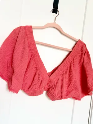 aerie Gausy Coral Crop Beach Top XS NWT thumbnail 2