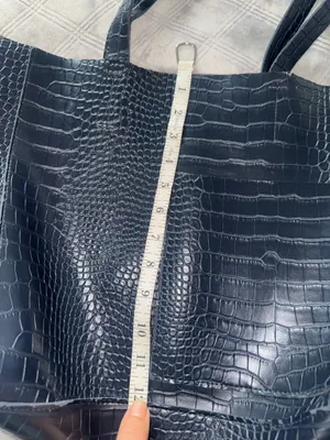 Bloomingdales Crocodile Embossed Everyday Tote Bag Navy Blue thumbnail 10