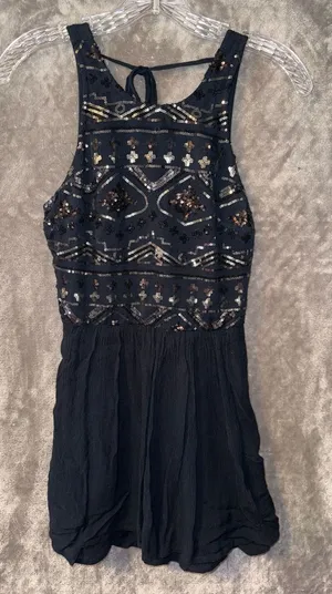 Hollister Black Sequin Embellished Halter Dress Size XS thumbnail 1
