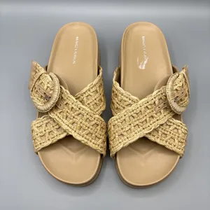 Marc Fisher Welti Slides Size 8.5 Mules Woven Raffia Buckle Boho Platform Sandal thumbnail 2