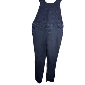 Zara Basic Black Denim Overalls Dungarees Women's Size L Slim Leg Faded Black thumbnail 2